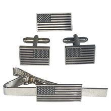 Load image into Gallery viewer, Subdued American Flag Set (Lapel Pin, CuffLinks, Tie Clip)