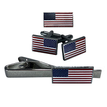 Load image into Gallery viewer, American Flag Set (Lapel Pin, Cufflinks, Tie Clip)